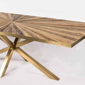 iepenhout dinertafel goud staal 240x100x78